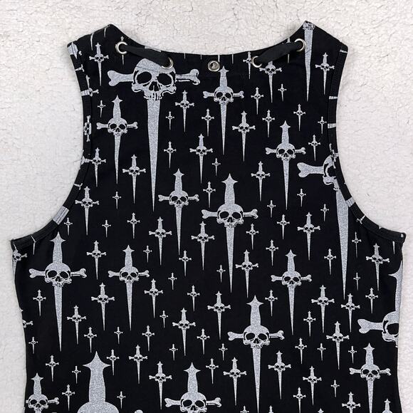 Lip Service Trash & Dagger "Trashy" Skull Daggers Black Tank Top XL Goth Y2K - Picture 7 of 16
